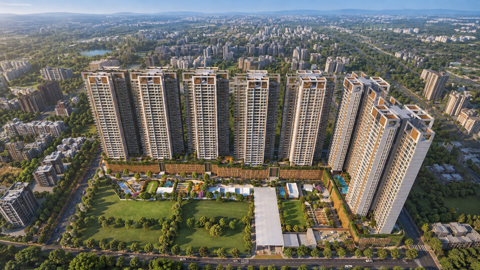 Aerial view of Avinea towers, Hadapsar