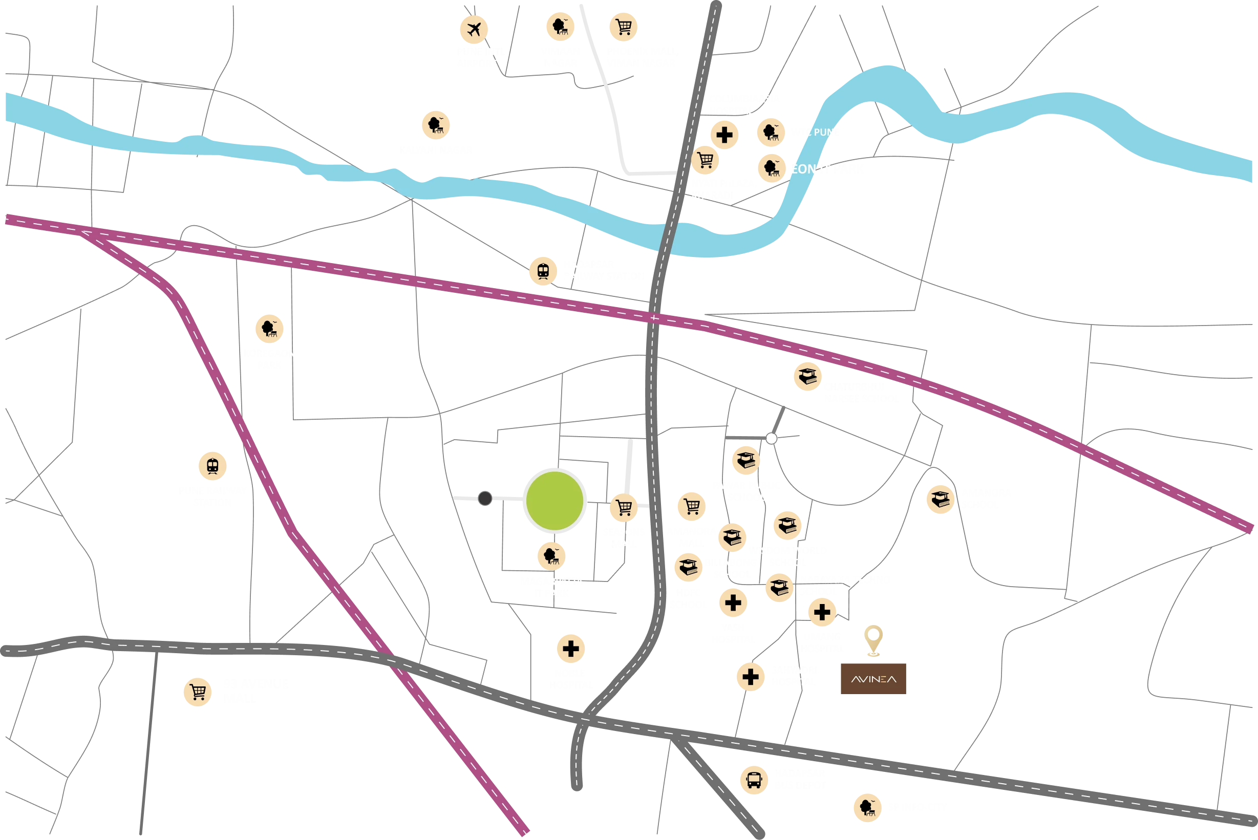 Avinea location map, Hadapsar, Pune