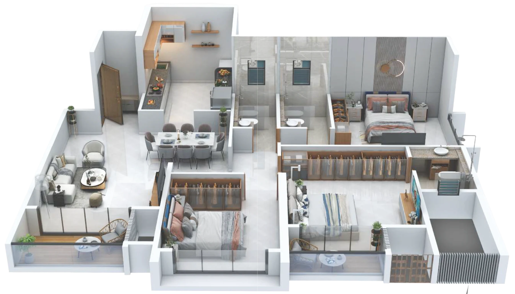 3 BHK Butterfly floor plan at Avinea